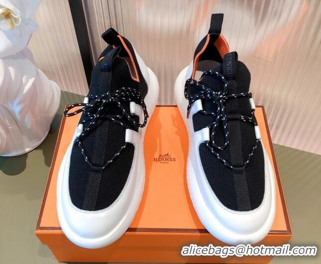 Best Price Hermes Duel Knit and Calfskin Sneakers 070942 Black