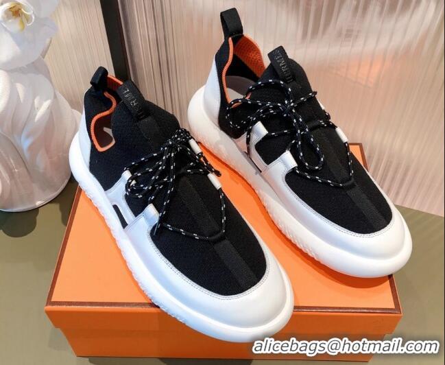 Best Price Hermes Duel Knit and Calfskin Sneakers 070942 Black