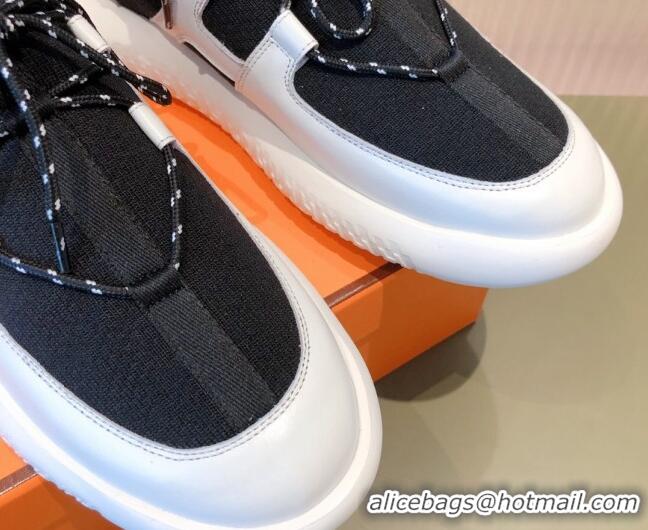 Best Price Hermes Duel Knit and Calfskin Sneakers 070942 Black