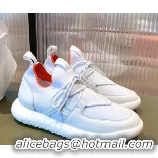 Super Quality Hermes Duel Knit and Calfskin Sneakers 070942 White