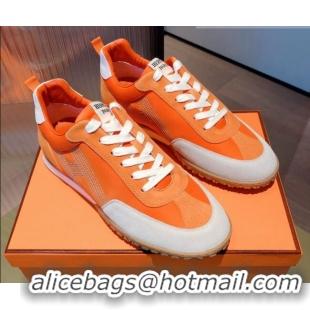 Trendy Design Hermes Suede Stitching H Sneakers 070945 Orange 2021