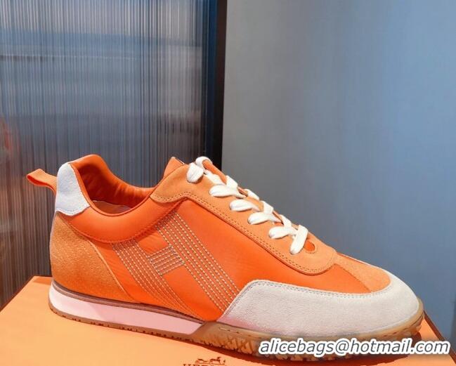 Trendy Design Hermes Suede Stitching H Sneakers 070945 Orange 2021