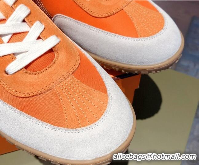 Trendy Design Hermes Suede Stitching H Sneakers 070945 Orange 2021