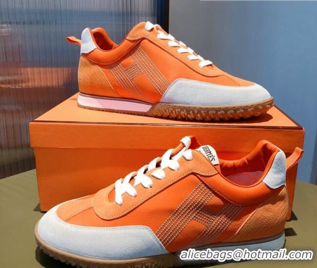 Trendy Design Hermes Suede Stitching H Sneakers 070945 Orange 2021