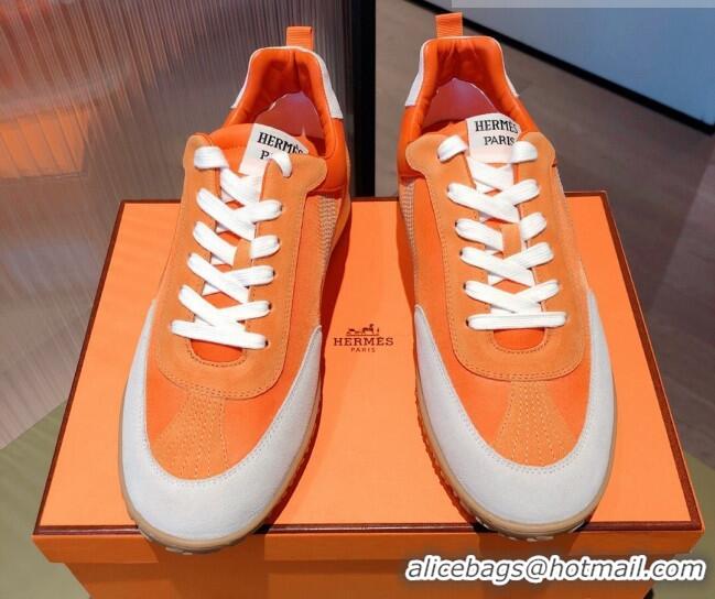 Trendy Design Hermes Suede Stitching H Sneakers 070945 Orange 2021