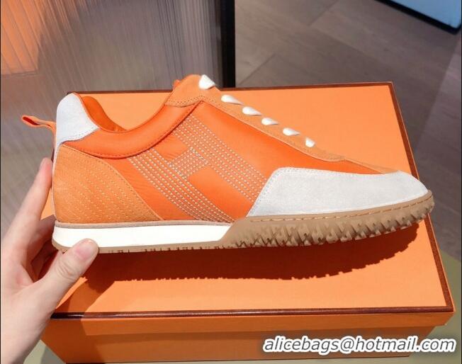 Trendy Design Hermes Suede Stitching H Sneakers 070945 Orange 2021