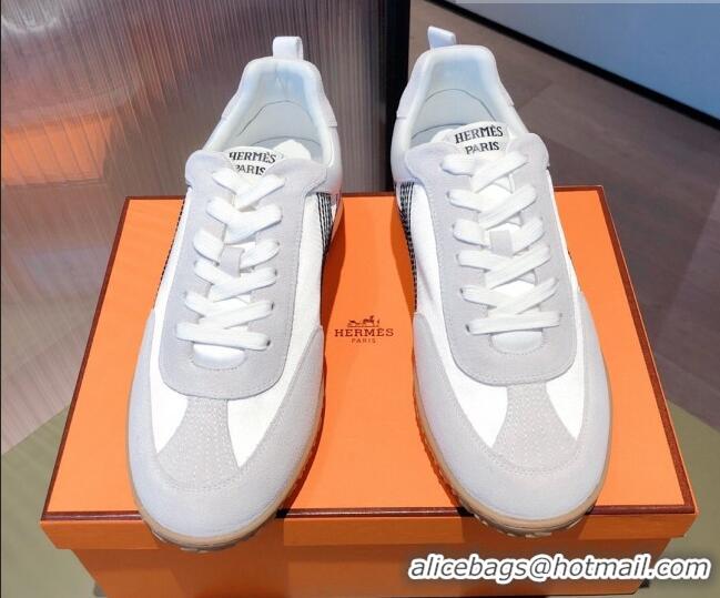 Best Quality Hermes Suede Stitching H Sneakers 070945 White