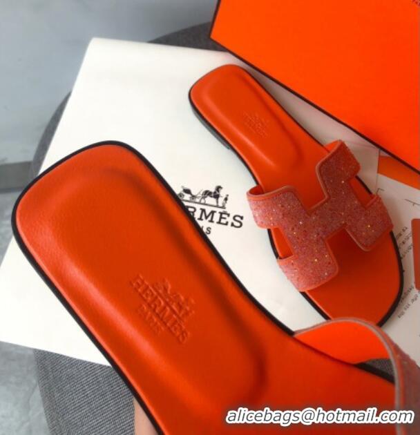 Super Quality Hermes Oran Crystal Suede Slide Sandal 070955 Red 2021