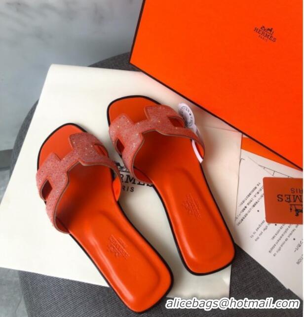 Super Quality Hermes Oran Crystal Suede Slide Sandal 070955 Red 2021