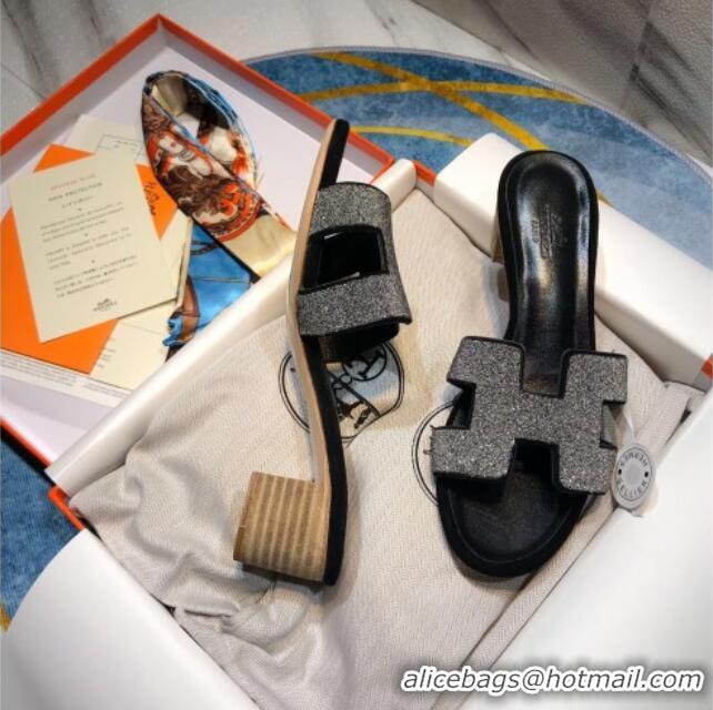 Charming Hermes Oran Crystal Suede Slide Sandal 070955 Silver 2021