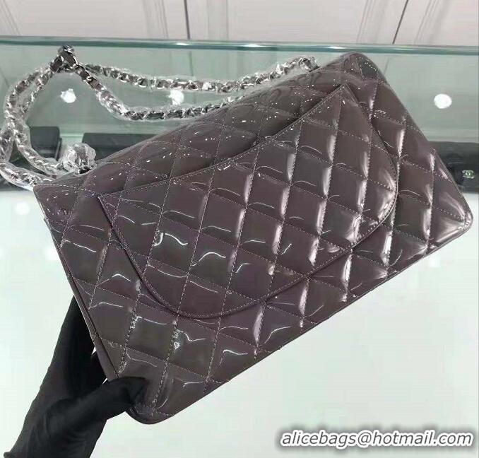 ​Grade Quality Chanel Quilted Patent Leather Large Flap Bag A1113 Gray/Silver 2021