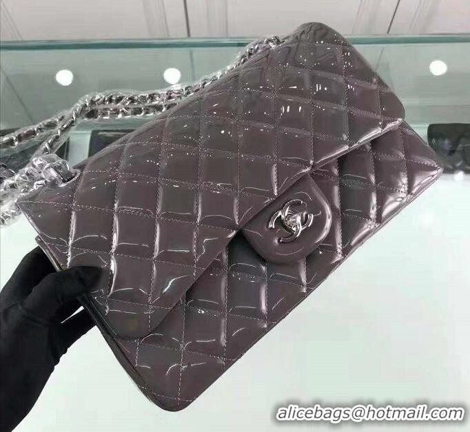 ​Grade Quality Chanel Quilted Patent Leather Large Flap Bag A1113 Gray/Silver 2021