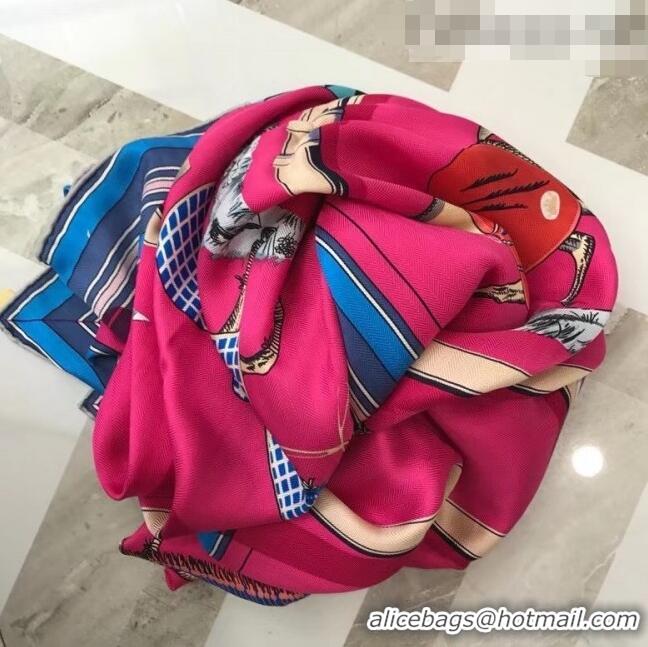 Good Product Hermes Horse Silk Sqaure Scarf 140x140cm H41356 Hot Pink 2021