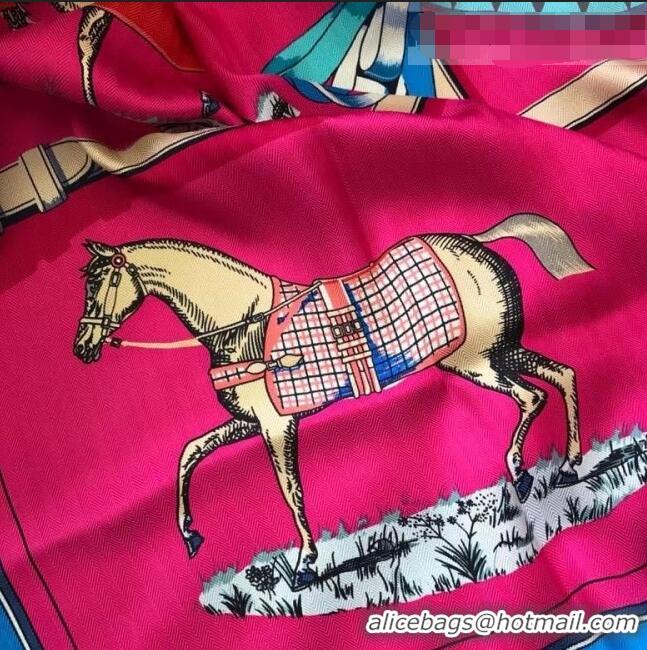 Good Product Hermes Horse Silk Sqaure Scarf 140x140cm H41356 Hot Pink 2021