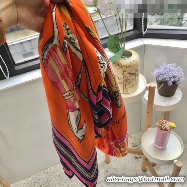 Well Crafted Hermes Horse Silk Sqaure Scarf 140x140cm H41356 Orange 2021