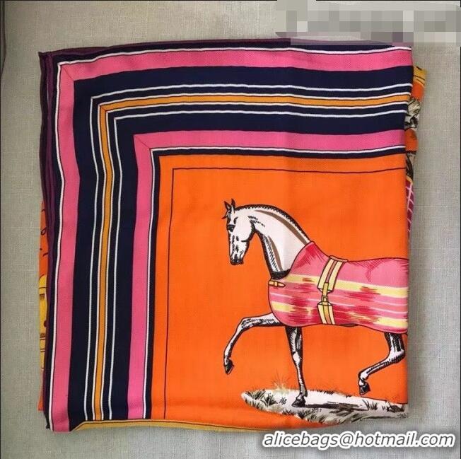 Well Crafted Hermes Horse Silk Sqaure Scarf 140x140cm H41356 Orange 2021