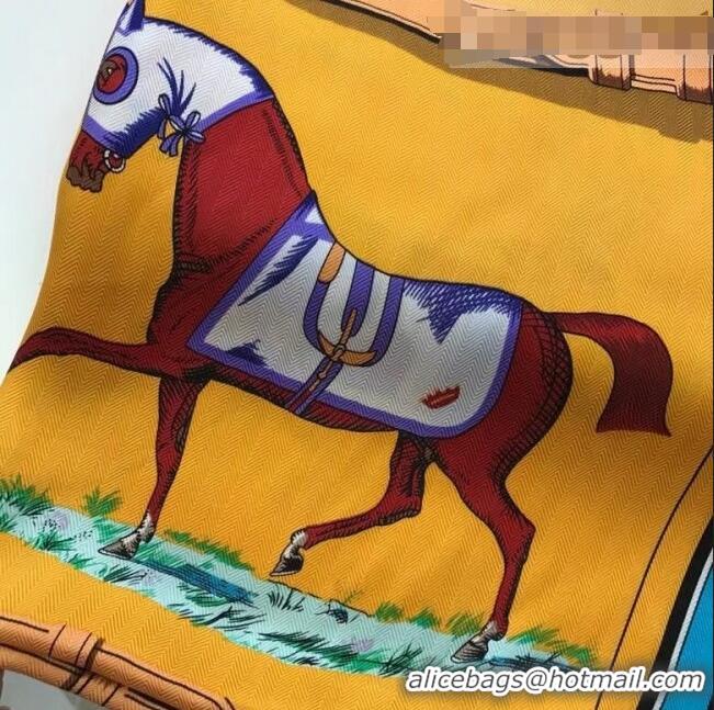 Grade Quality Hermes Horse Silk Sqaure Scarf 140x140cm H41356 Yellow 2021