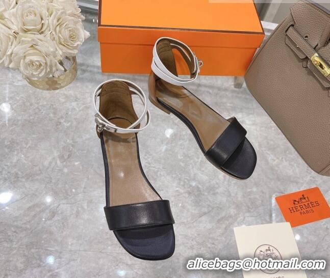 Luxurious Hermes Bea Nappa Leather Flat Sandals 070990 Black 2021