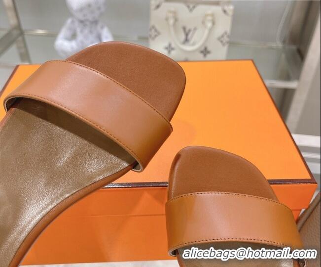 Lower Price Hermes Bea Nappa Leather Flat Sandals 070990 Brown 2021