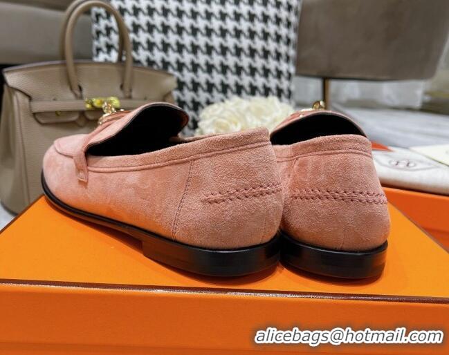 Discounts Hermes Mocasini Suede Loafers 081101 Peachy Pink 