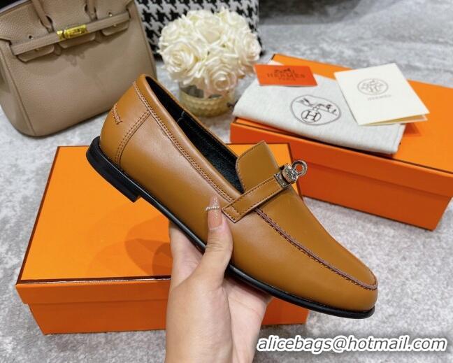 Charming Hermes Mocasini Loafers 081104 Brown