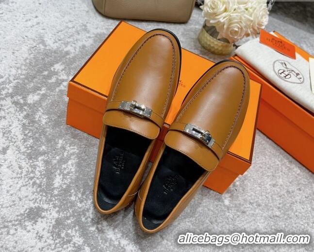 Charming Hermes Mocasini Loafers 081104 Brown