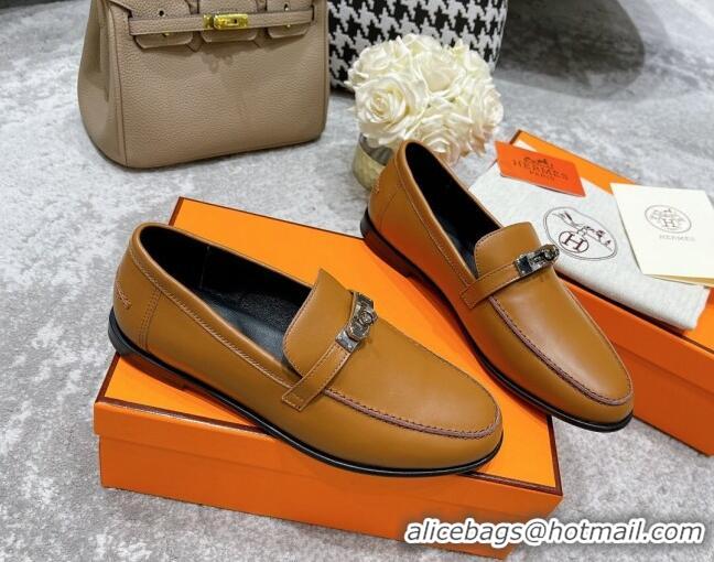 Charming Hermes Mocasini Loafers 081104 Brown