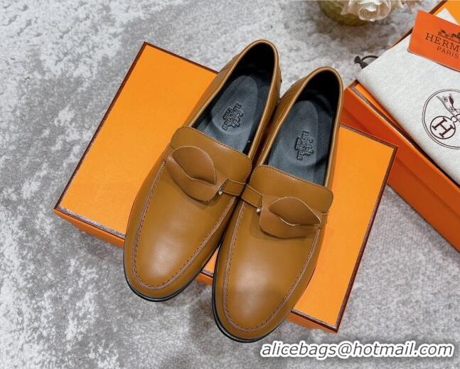 Charming Hermes Mocasini Loafers 081104 Brown