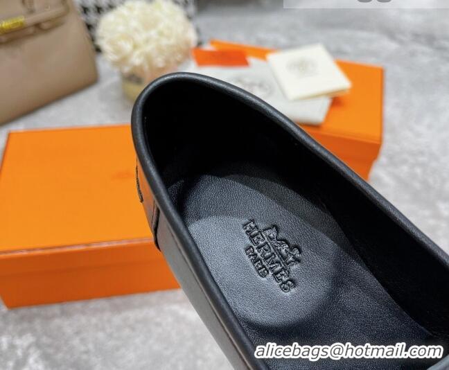 New Stylish Hermes Mocasini Loafers 081104 Black