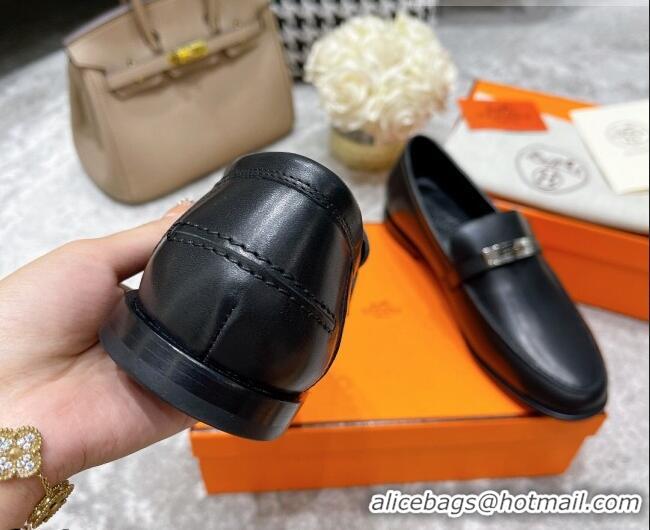 New Stylish Hermes Mocasini Loafers 081104 Black