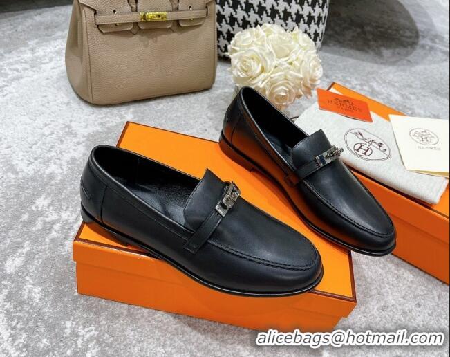 New Stylish Hermes Mocasini Loafers 081104 Black