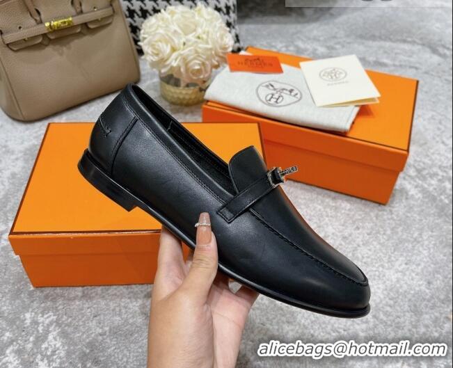 New Stylish Hermes Mocasini Loafers 081104 Black