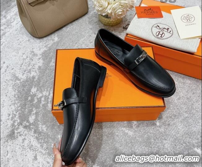 New Stylish Hermes Mocasini Loafers 081104 Black