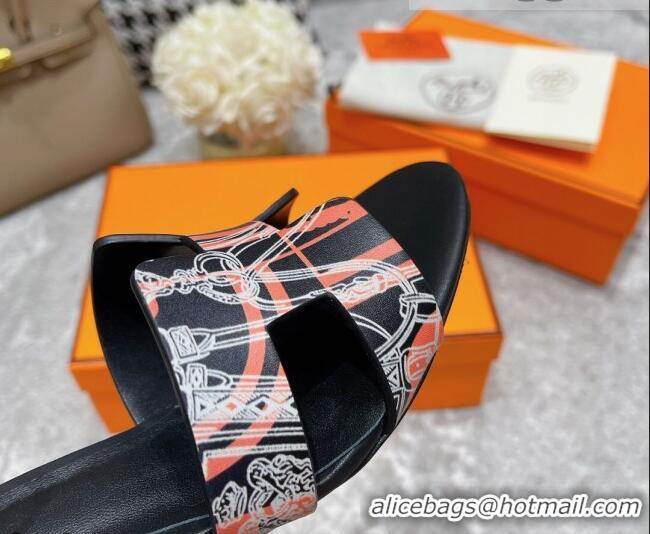 Shop Duplicate Hermes Calfskin Print Wedge Sandals 7cm 081107 Black 2021