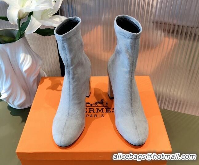 Hot Style Hermes Lycra Short Boots 10cm 082001 Light Grey 2021