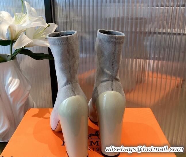 Hot Style Hermes Lycra Short Boots 10cm 082001 Light Grey 2021