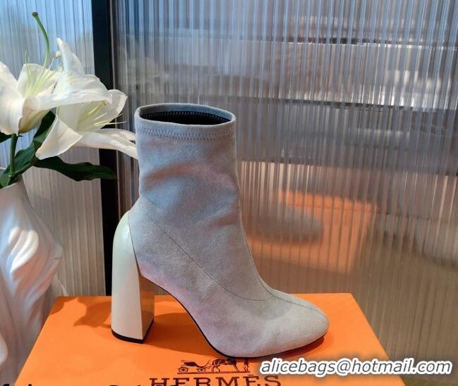 Hot Style Hermes Lycra Short Boots 10cm 082001 Light Grey 2021