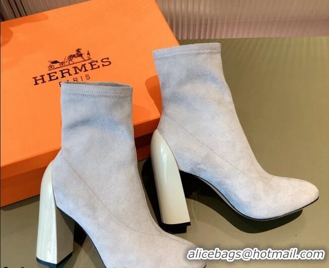 Hot Style Hermes Lycra Short Boots 10cm 082001 Light Grey 2021