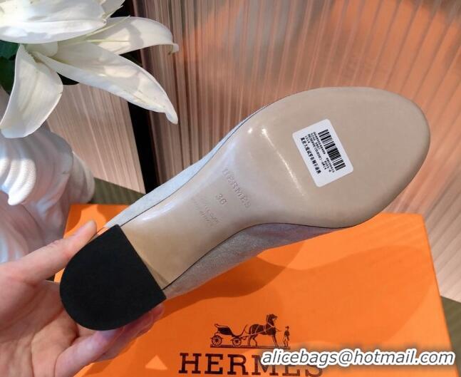 Hot Style Hermes Lycra Short Boots 10cm 082001 Light Grey 2021