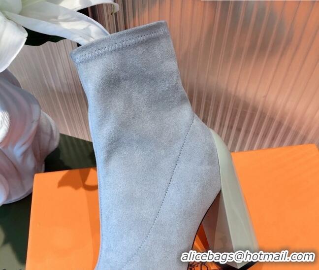 Hot Style Hermes Lycra Short Boots 10cm 082001 Light Grey 2021