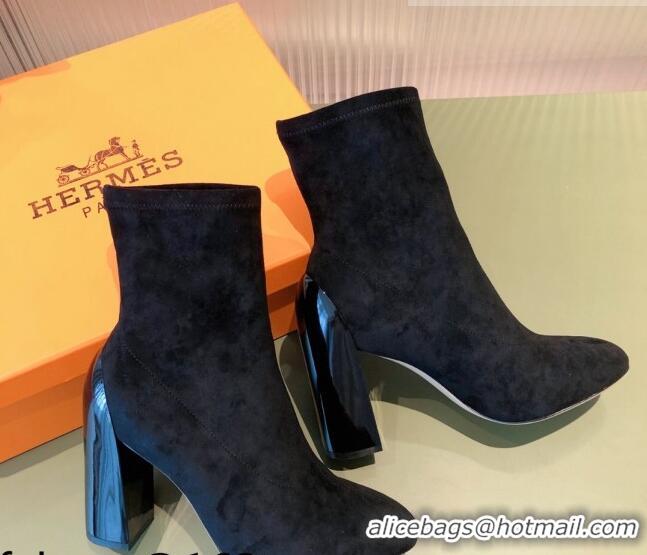 Duplicate Hermes Lycra Short Boots 10cm 082001 Black