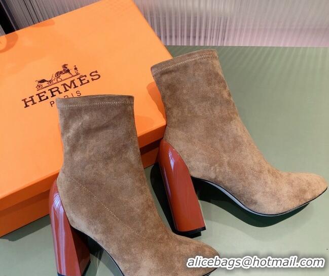 Low Price Hermes Lycra Short Boots 10cm 082001 Brown