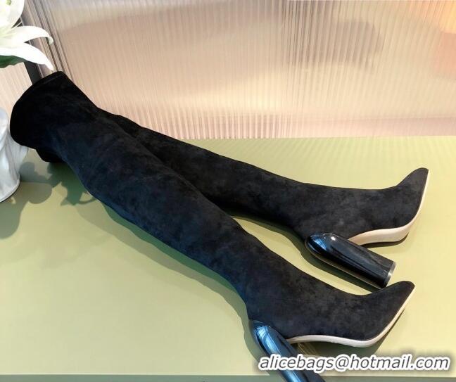 Super Quality Hermes Lycra Over-Knee High Boots 10cm 082004 Black 2021