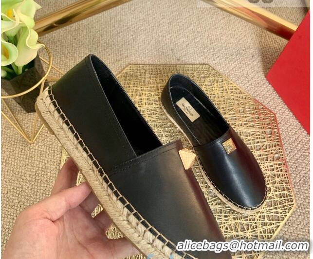 Top Quality Valentino Roman Stud Espadrilles 022610 Black