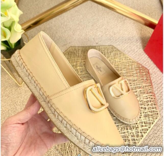 Top Quality Valentino Vlogo Lambskin Espadrilles 022614 Beige 2021