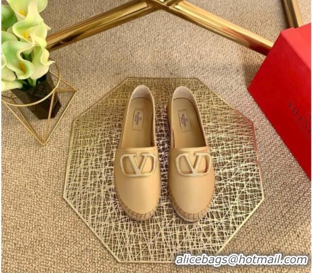 Top Quality Valentino Vlogo Lambskin Espadrilles 022614 Beige 2021