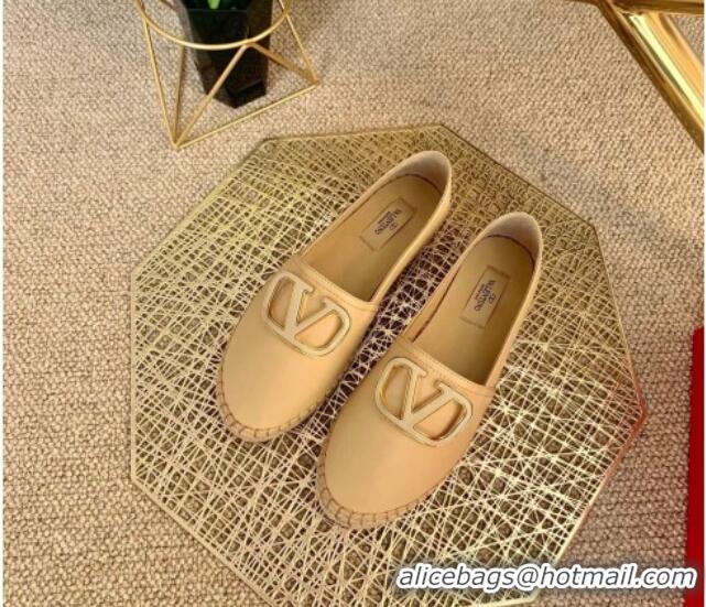 Top Quality Valentino Vlogo Lambskin Espadrilles 022614 Beige 2021