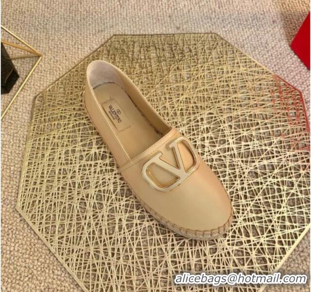 Top Quality Valentino Vlogo Lambskin Espadrilles 022614 Beige 2021