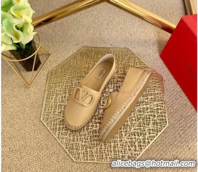 Top Quality Valentino Vlogo Lambskin Espadrilles 022614 Beige 2021