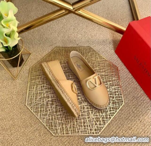 Top Quality Valentino Vlogo Lambskin Espadrilles 022614 Beige 2021